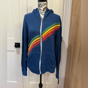 RARE Aviator Nation Zip Up Disco Sweatshirt Hoodie in L